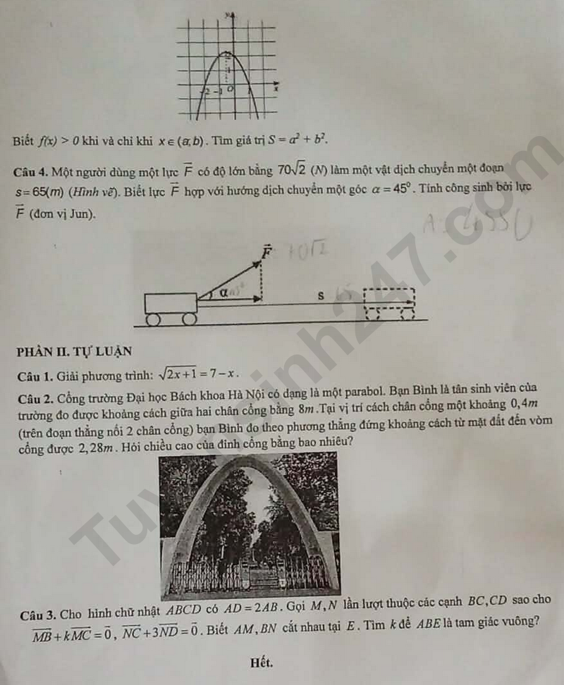 De thi ki 1 mon Toan lop 10 nam 2025 - THPT Huong Son