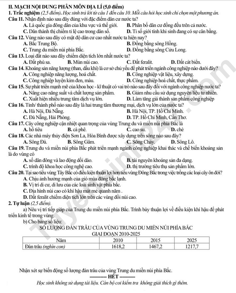 De thi HK1 lop 9 mon Lich su va Dia ly 2025 - So GD Bac Ninh (Co dap an)