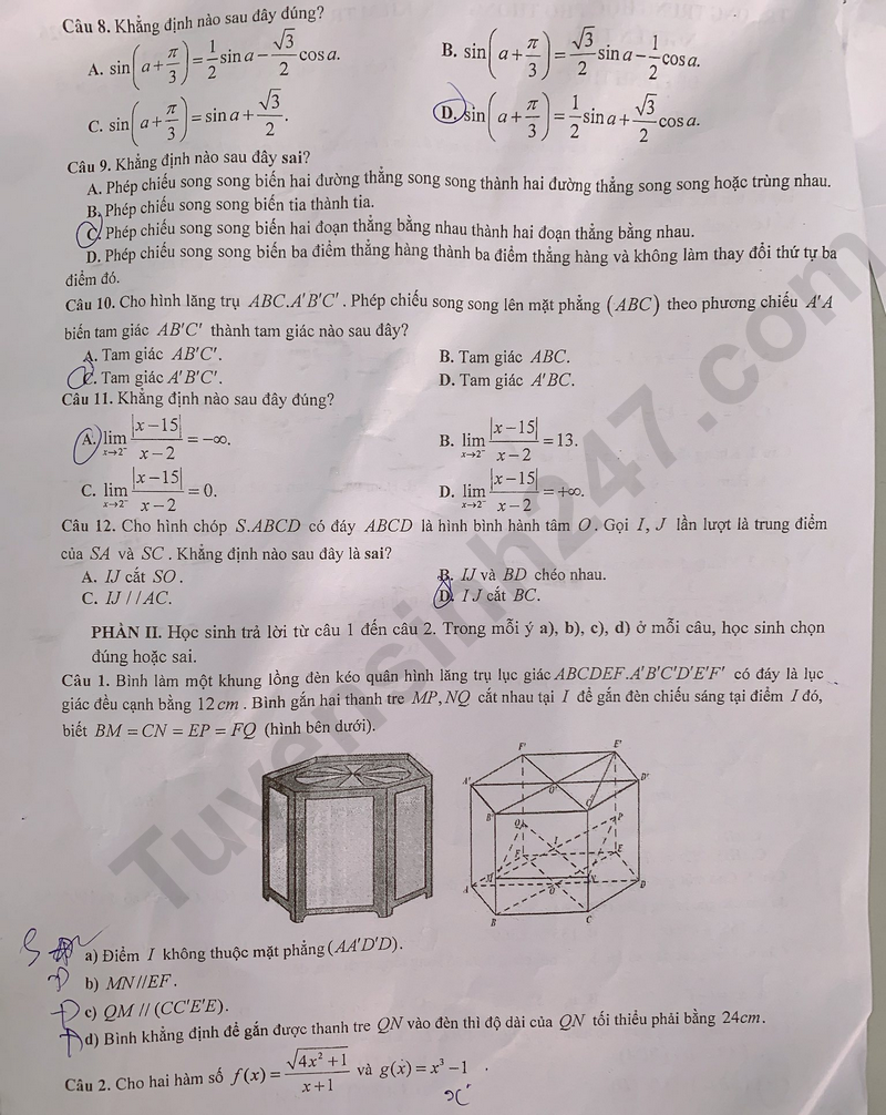 De thi ki 1 mon Toan lop 11 nam 2025 - THPT Nguyen Trai