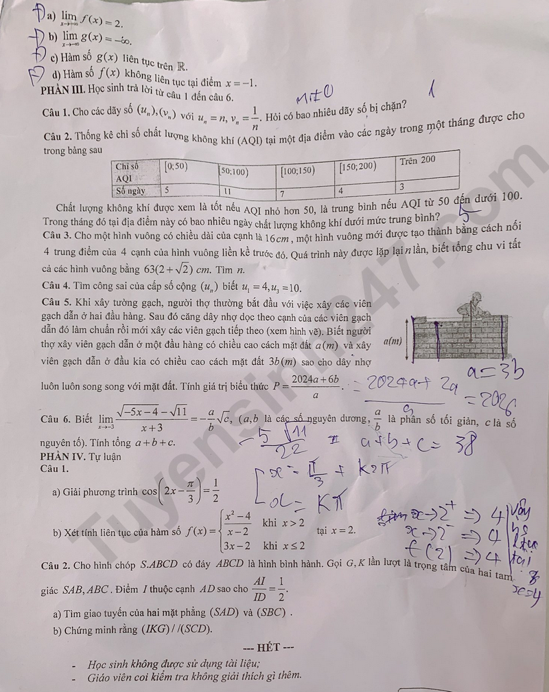De thi ki 1 mon Toan lop 11 nam 2025 - THPT Nguyen Trai