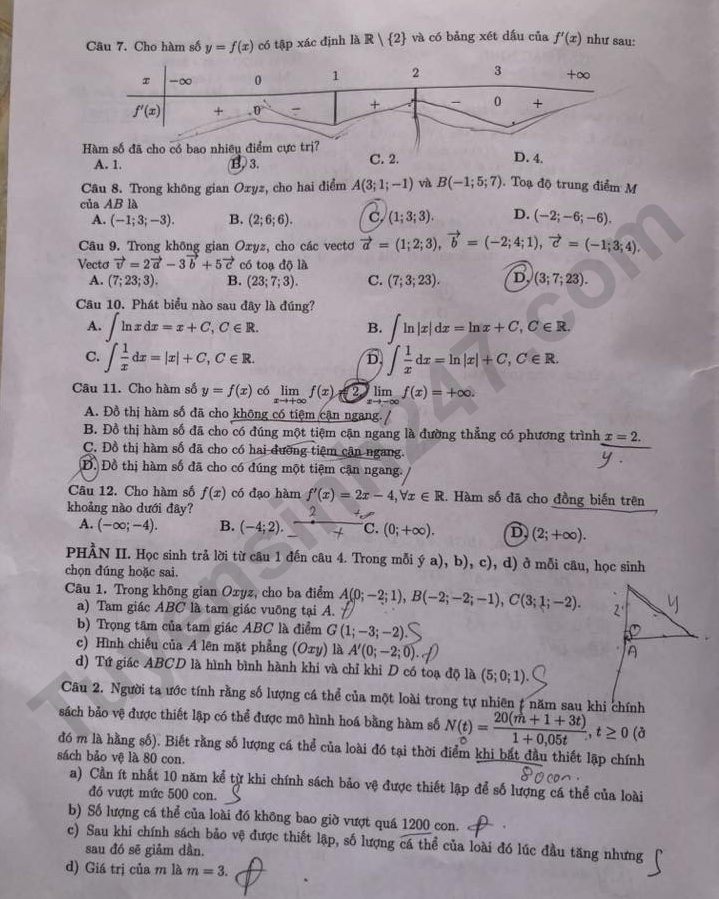 De thi ki 1 lop 12 mon Toan 2025 - So GD Bac Ninh