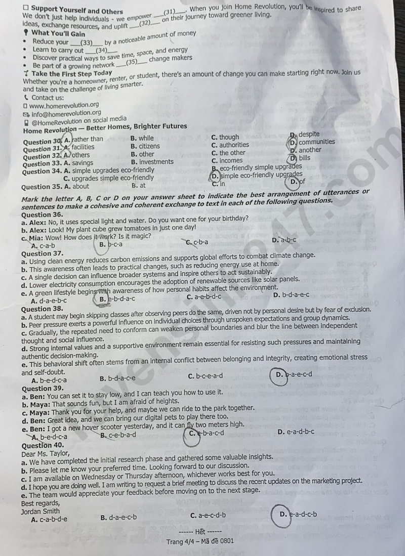 De thi ki 1 mon Anh lop 12 nam 2025 - So GD Bac Ninh