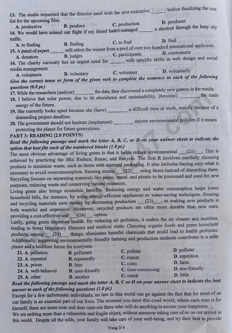 De thi ki 1 lop 10 mon Anh 2025 - So GD Bac Ninh (Co dap an)