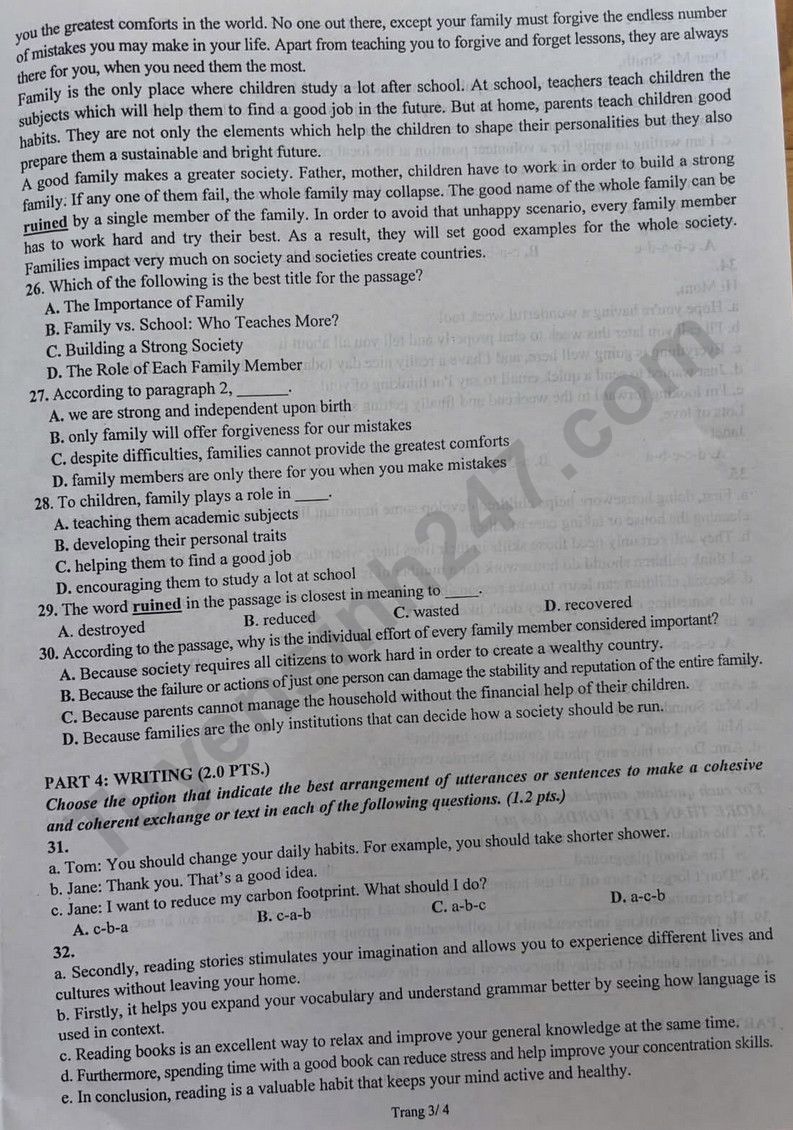 De thi ki 1 lop 10 mon Anh 2025 - So GD Bac Ninh (Co dap an)