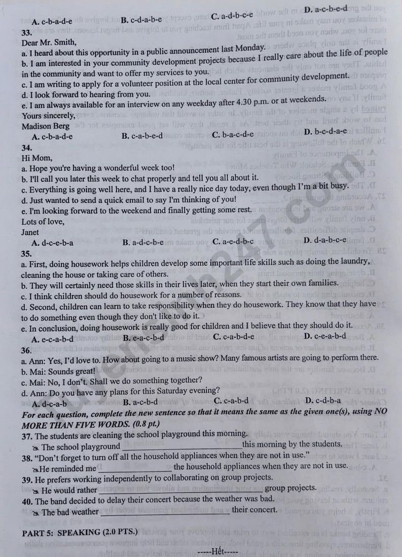 De thi ki 1 lop 10 mon Anh 2025 - So GD Bac Ninh (Co dap an)