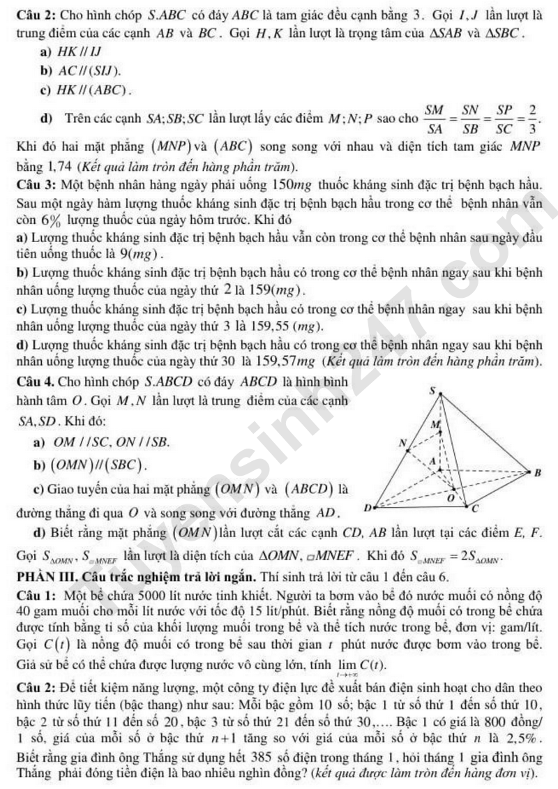 De thi ki 1 mon Toan lop 11 nam 2025 - THPT Le Quy Don (Ninh Binh)