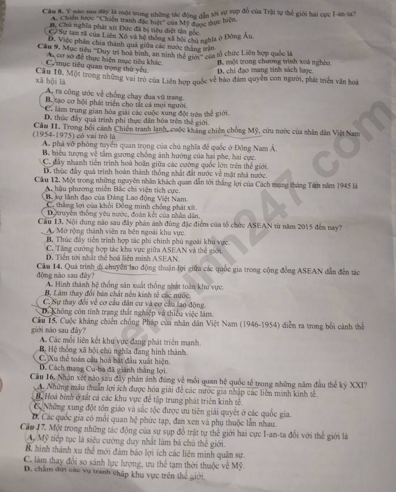 De thi ki 1 mon Lich su lop 12 nam 2025 - So GD Can Tho