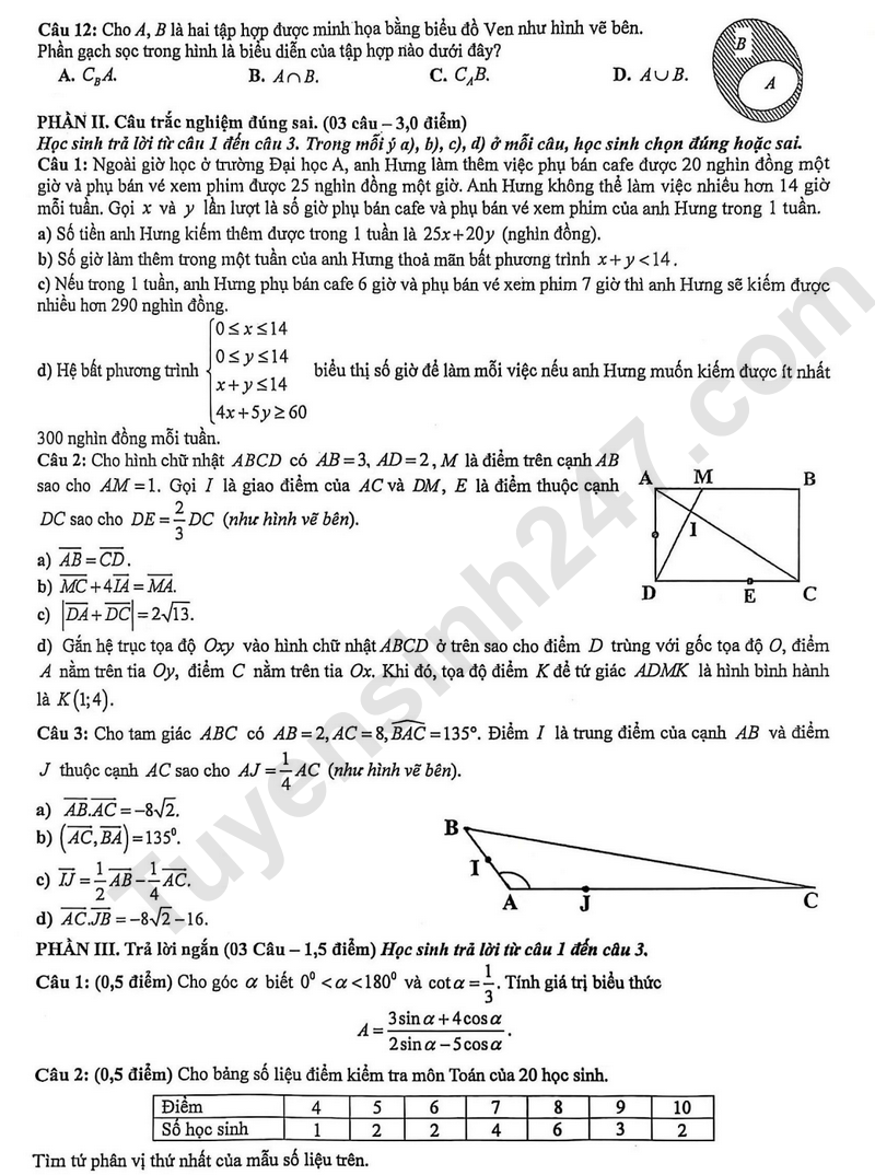 De thi ki 1 mon Toan lop 10 nam 2025 - THPT Phan Chau Trinh
