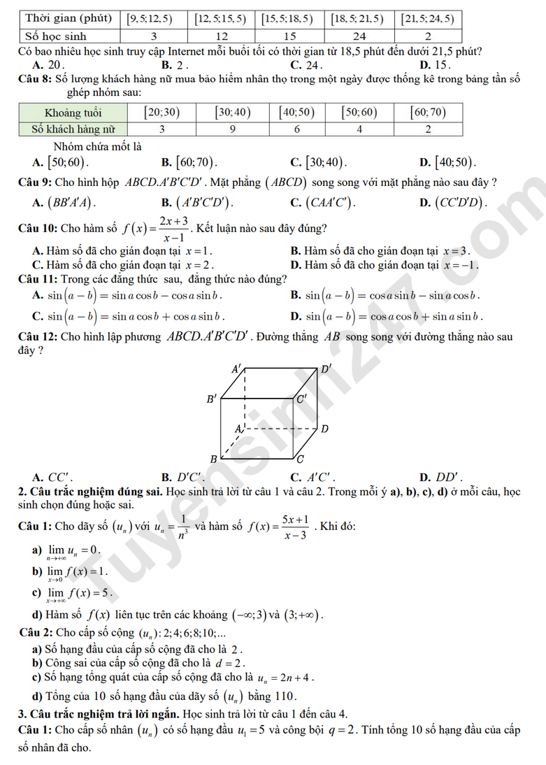 De thi HK 1 lop 11 mon Toan 2025 - THPT Duy Tan (Co dap an)