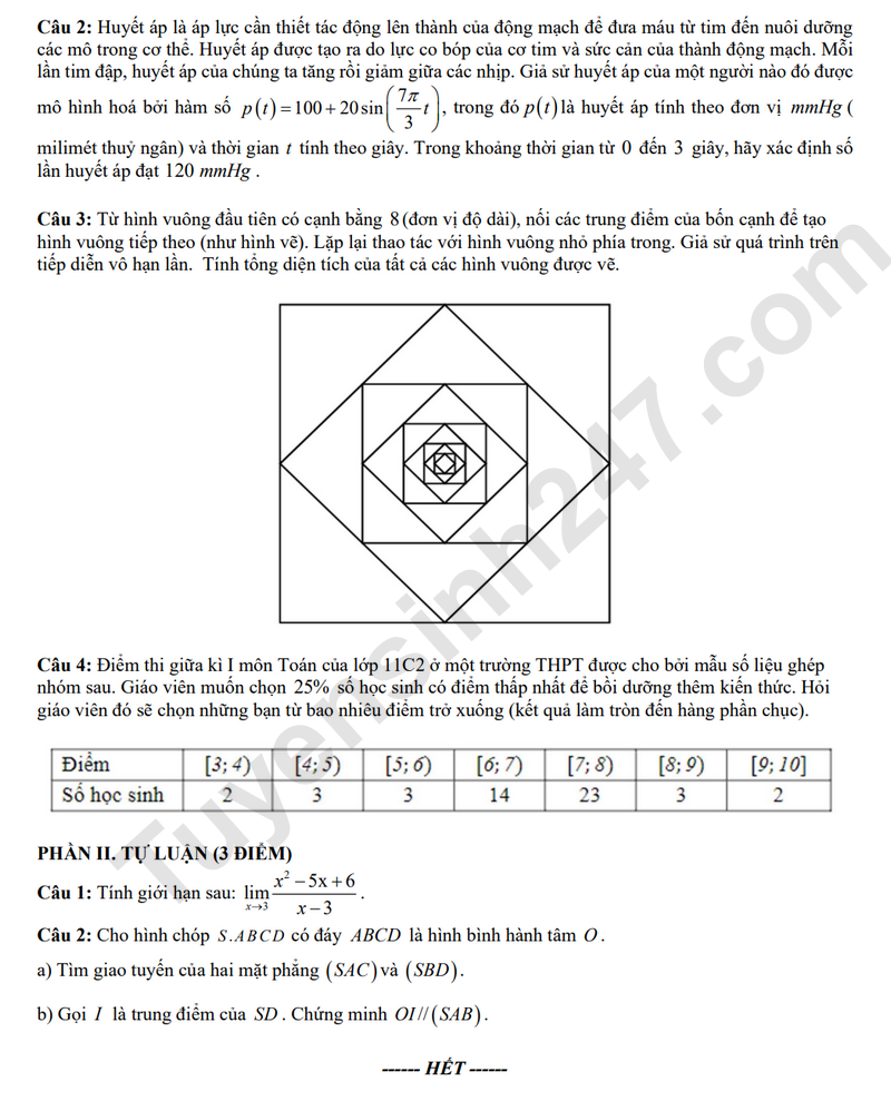De thi HK 1 lop 11 mon Toan 2025 - THPT Duy Tan (Co dap an)