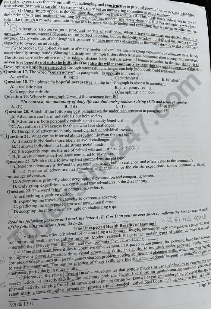 De thi ki 1 lop 10 mon Anh THPT Viet Duc 2025