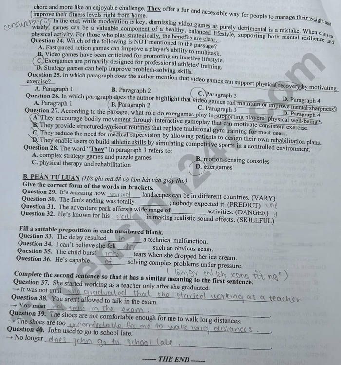 De thi ki 1 lop 10 mon Anh THPT Viet Duc 2025