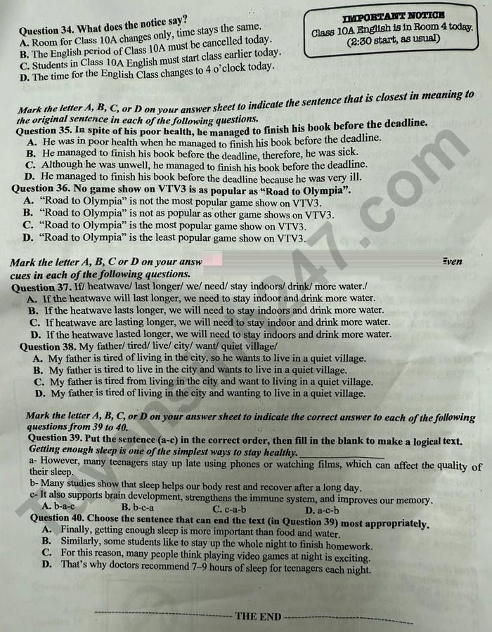 De thi hoc ki 1 Anh lop 8 THCS&THPT Ta Quang Buu 2025