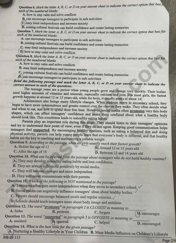 De thi ki 1 nam 2025 lop 9 mon Anh - THCS Le Ngoc Han