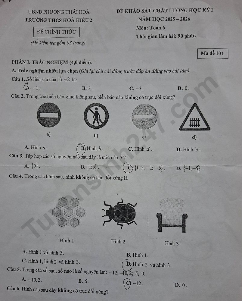 De thi ki 1 lop 6 mon Toan 2025 - THCS Hoa Hieu 2