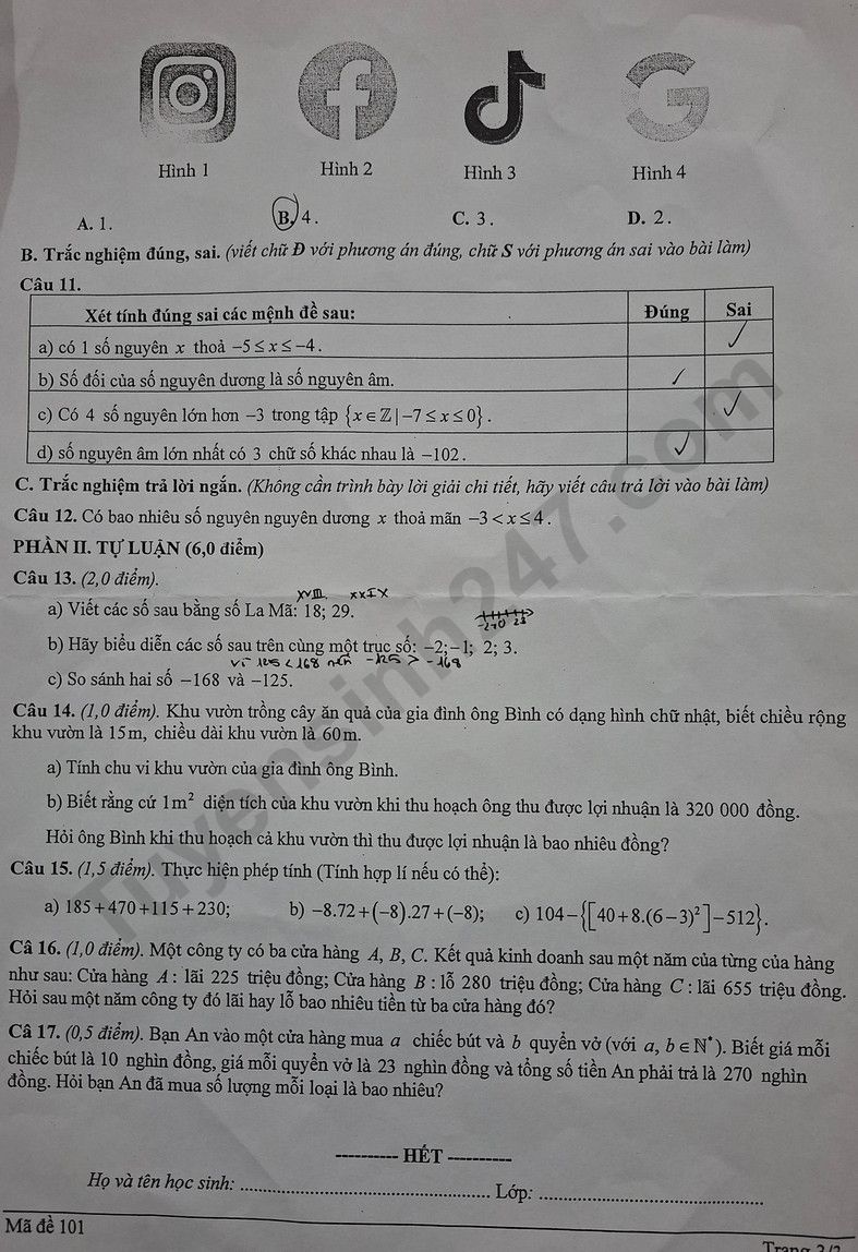 De thi ki 1 lop 6 mon Toan 2025 - THCS Hoa Hieu 2