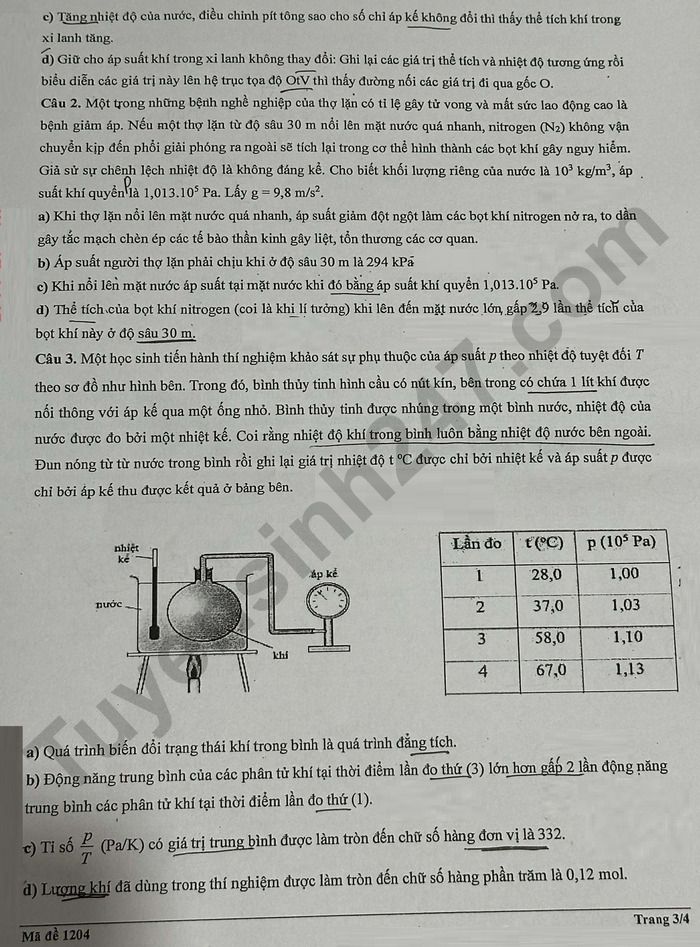 De thi cuoi ki 1 lop 12 mon Ly 2025 - THPT Chuyen Hung Vuong