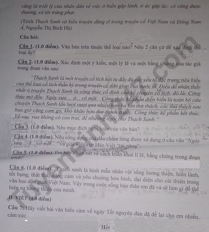 De thi hoc ki 1 nam 2025 THCS Tan Phong - lop 7 mon Van