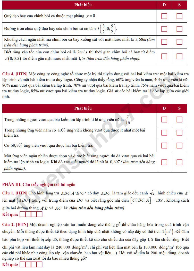 De thi thu tot nghiep THPT 2026 mon Toan - THPT Le Thanh Tong lan 1