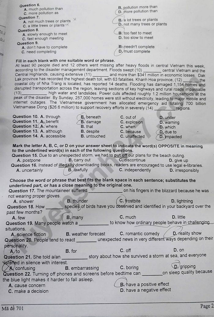 De thi hoc ki 1 nam 2025 THPT Binh Phu - mon Anh 10