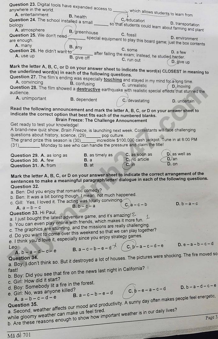 De thi hoc ki 1 nam 2025 THPT Binh Phu - mon Anh 10