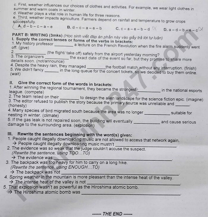 De thi hoc ki 1 nam 2025 THPT Binh Phu - mon Anh 10