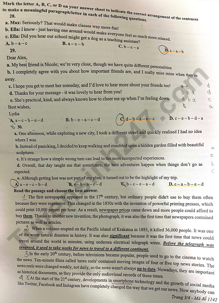 De thi hoc ki 1 nam 2025 THPT Nguyen Tat Thanh - mon Anh lop 11