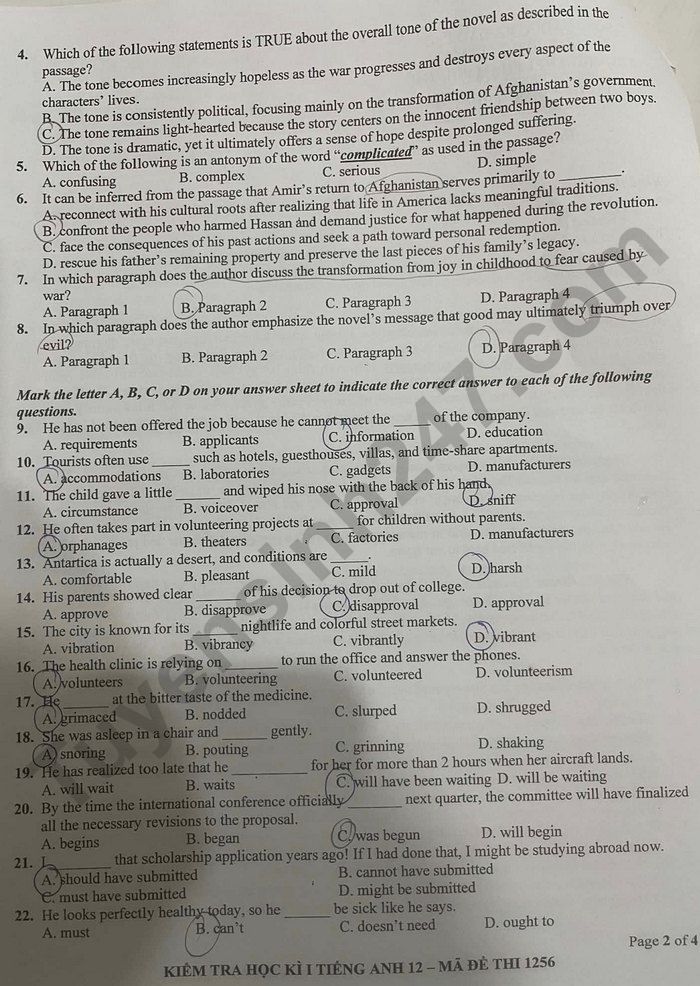 De thi hoc ki 1 mon Anh lop 12 THPT Pham Phu Thu 2025