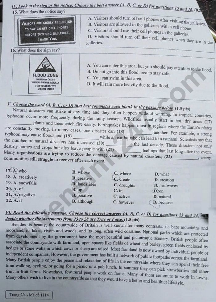 De thi cuoi ki 1 lop 8 mon Anh 2025 - TH, THCS va THPT Truong Vinh Ky