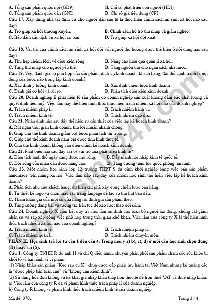 De thi cuoi ki 1 mon GDKT&PL lop 12 So GD Bac Ninh 2025