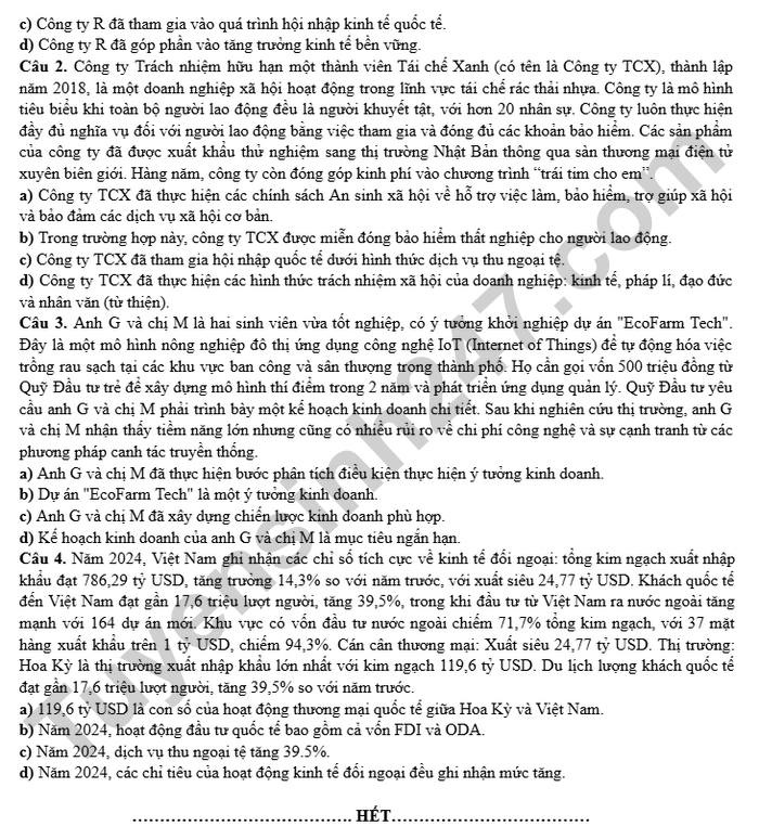 De thi cuoi ki 1 mon GDKT&PL lop 12 So GD Bac Ninh 2025