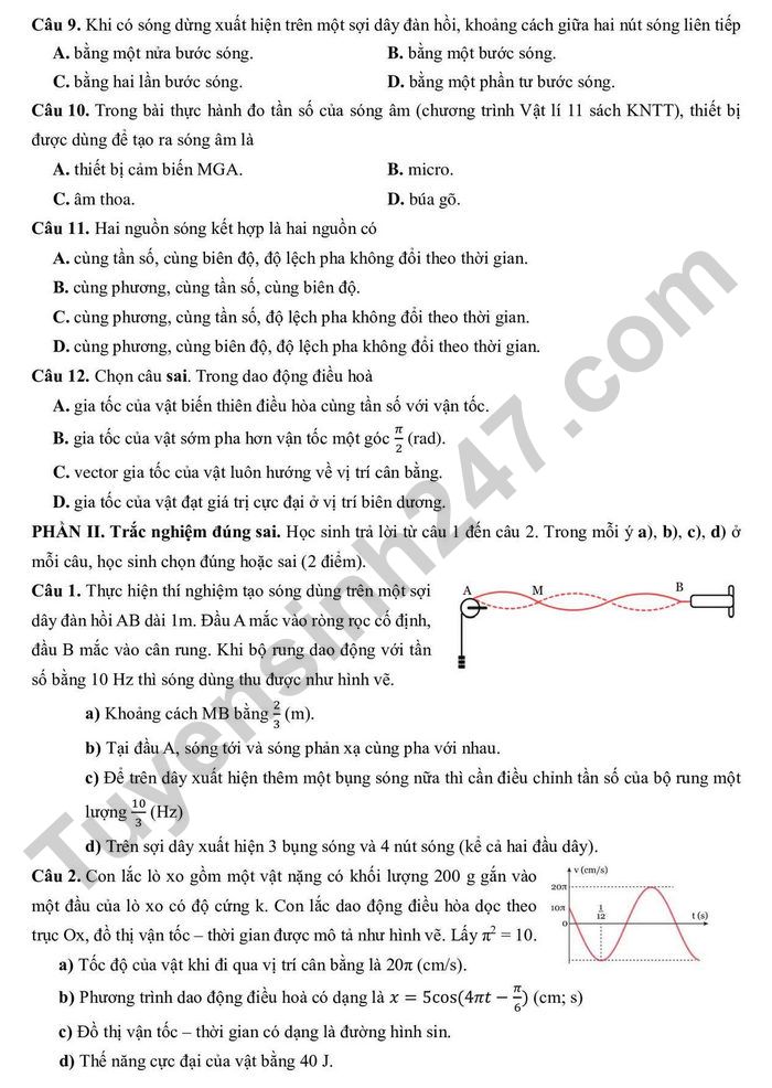 De thi cuoi ki 1 mon Ly lop 11 THPT Phan Chau Trinh 2025