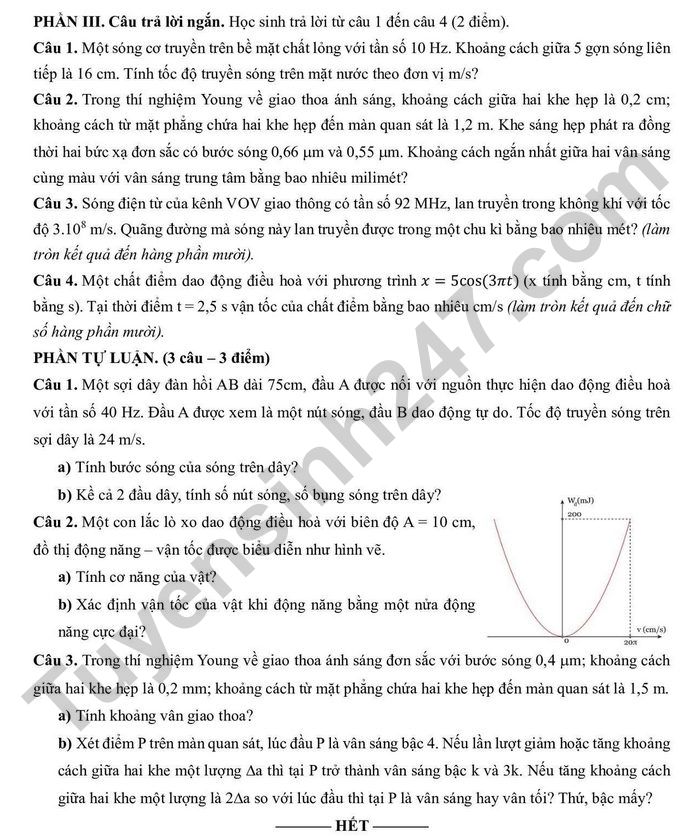 De thi cuoi ki 1 mon Ly lop 11 THPT Phan Chau Trinh 2025