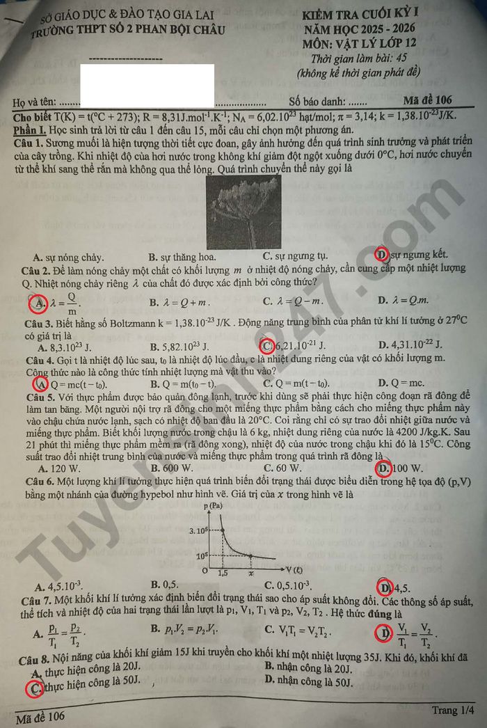 De thi cuoi ki 1 lop 12 mon Ly 2025 - THPT so 2 Phan Boi Chau