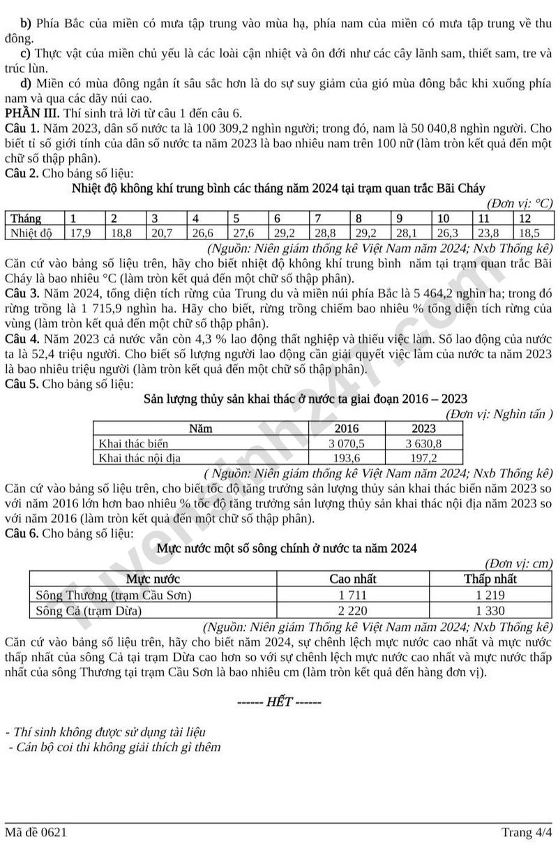 De thi thu tot nghiep mon Dia THPT 2026 - Cum Cam Xuyen (Co dap an)