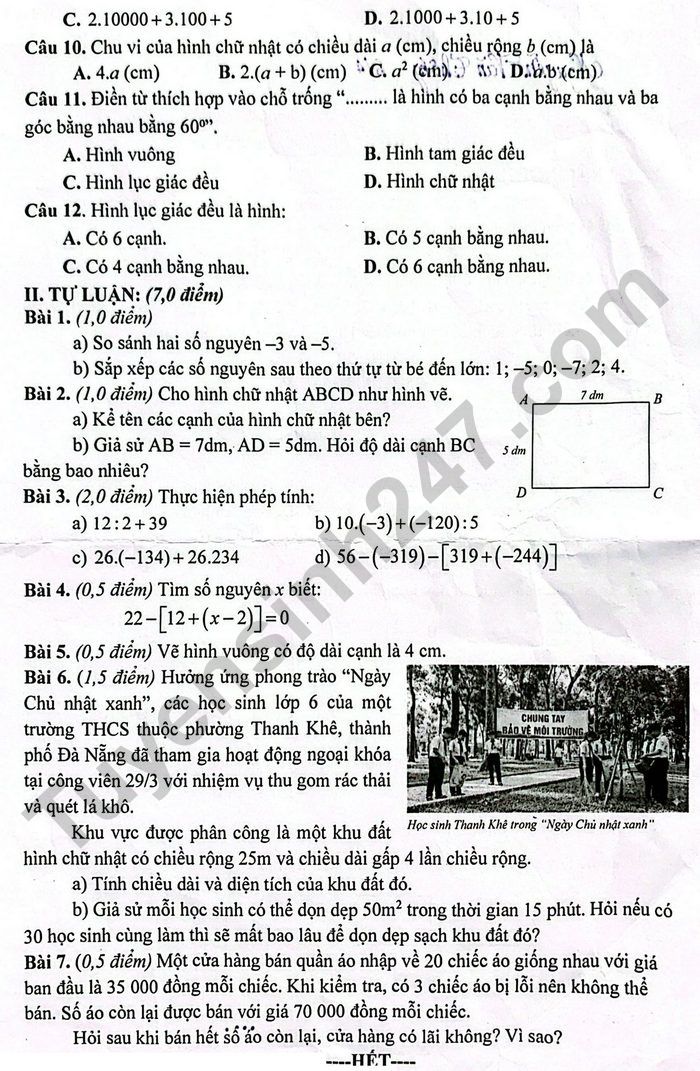 De thi cuoi ki 1 mon Toan 6 THCS Nguyen Thi Minh Khai 2025