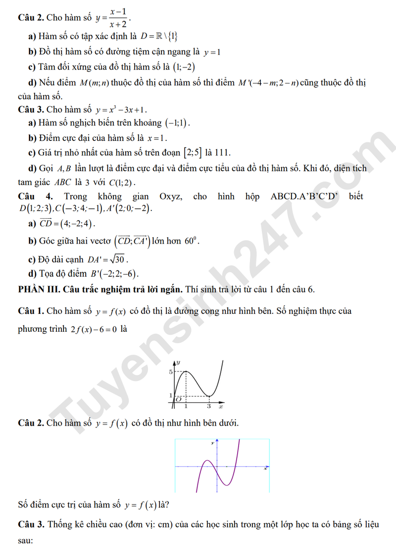 De thi hoc ki 1 lop 12 mon Toan 2025 - THPT Quach Van Pham (Co dap an)