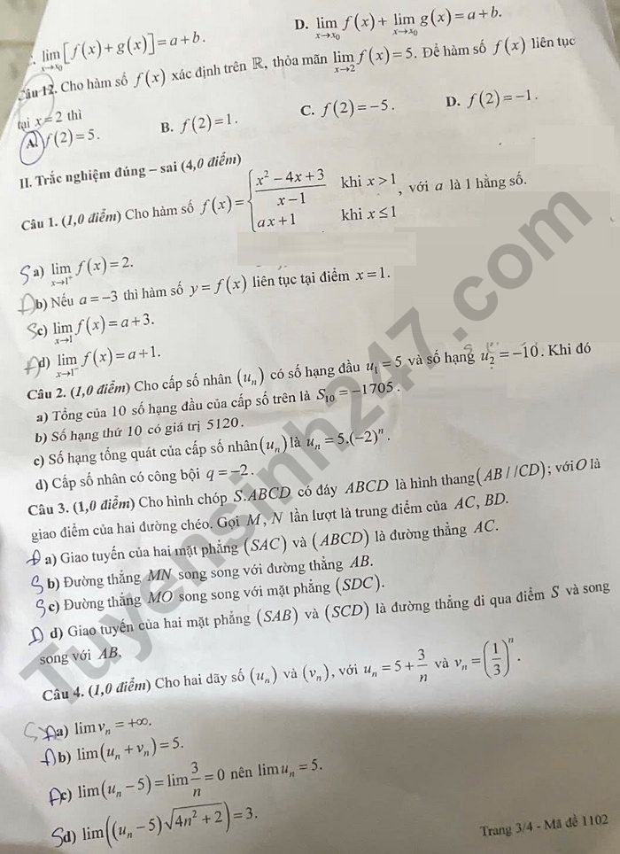 De thi hoc ki 1 mon Toan lop 11 THPT An Khanh 2025