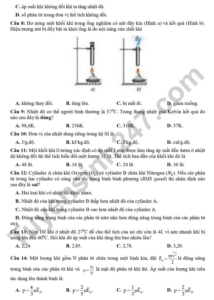 De thi hoc ki 1 lop 12 mon Ly - THPT Le Trong Tan 2025