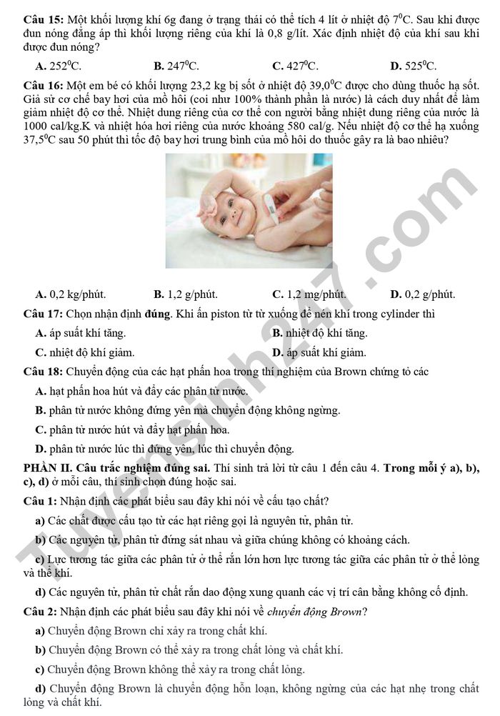 De thi hoc ki 1 lop 12 mon Ly - THPT Le Trong Tan 2025