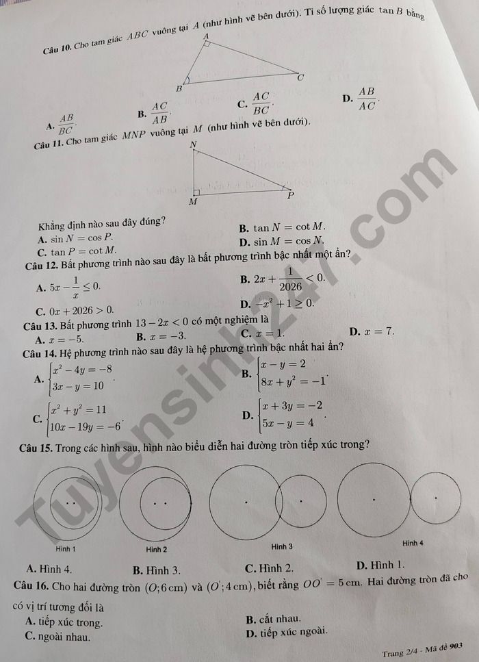 De thi cuoi ki 1 lop 9 mon Toan 2025 - TP Can Tho