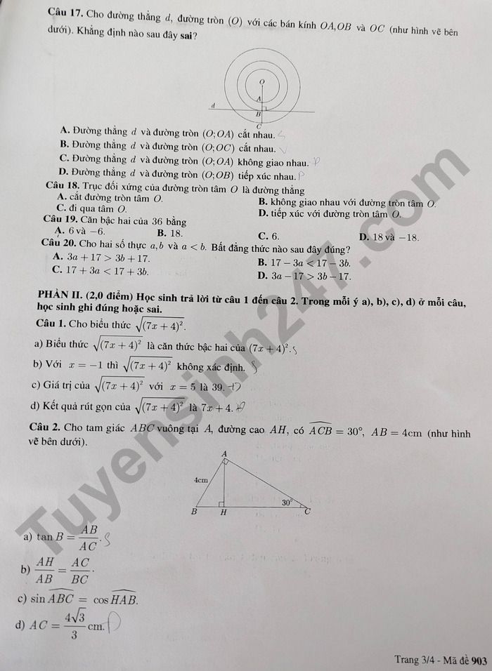 De thi cuoi ki 1 lop 9 mon Toan 2025 - TP Can Tho