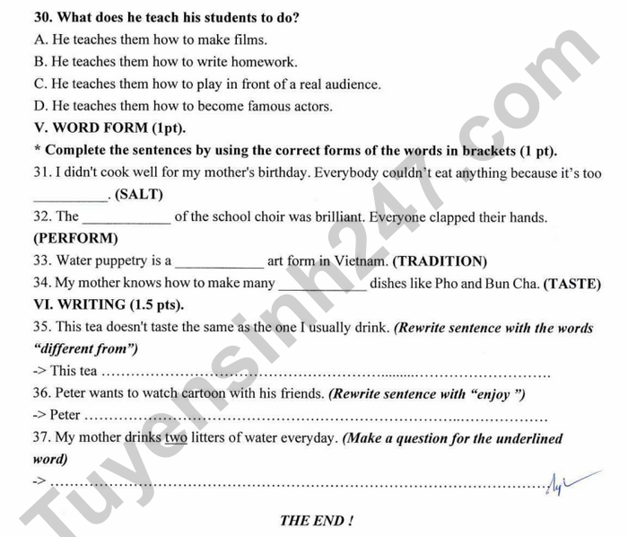 De thi hoc ki 1 nam 2025 THCS Long Toan - mon Anh 7