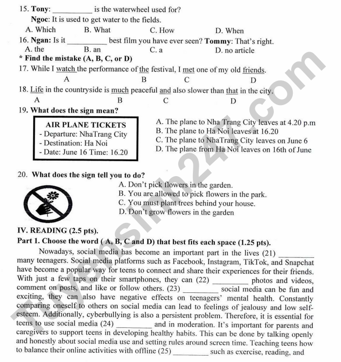 De thi HK1 lop 8 mon Anh 2025 - THCS Long Toan