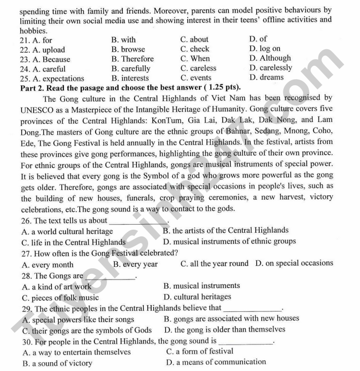 De thi HK1 lop 8 mon Anh 2025 - THCS Long Toan