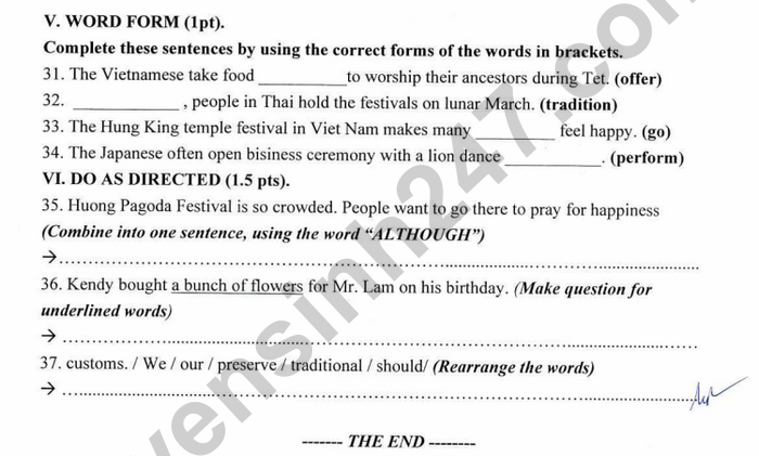 De thi HK1 lop 8 mon Anh 2025 - THCS Long Toan