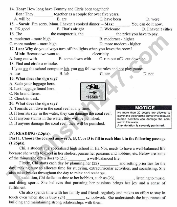 De thi hoc ki 1 mon Anh 9 THCS Long Toan 2025