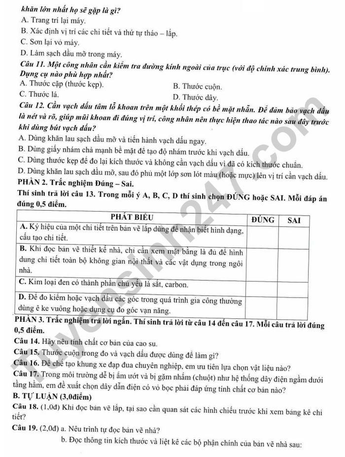 De thi ki 1 mon Cong nghe 8 THCS Long Toan 2025