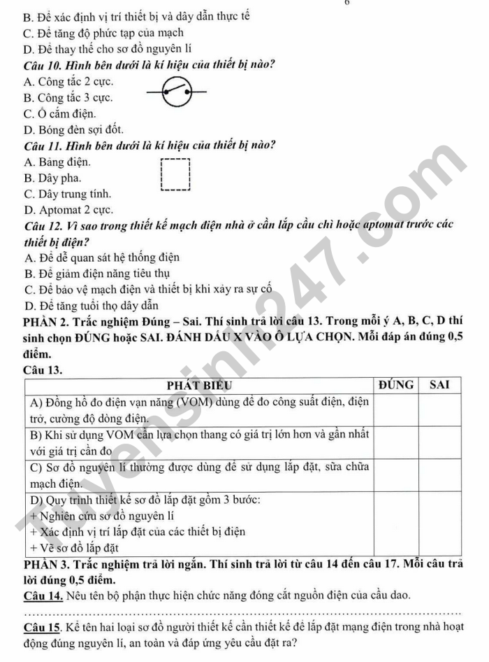 De kiem tra HK1 Cong nghe lop 9 THCS Long Toan 2025