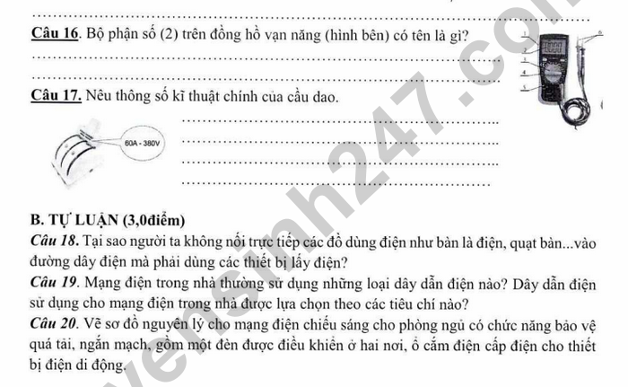 De kiem tra HK1 Cong nghe lop 9 THCS Long Toan 2025